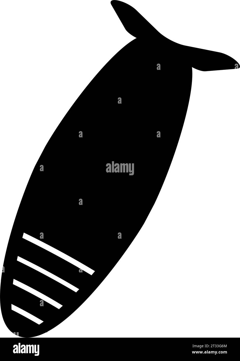 Flaches Vektorsymbol für Raketenbombe. Nukleares Atomsprengkopf-Silhouettensymbol. Stock Vektor