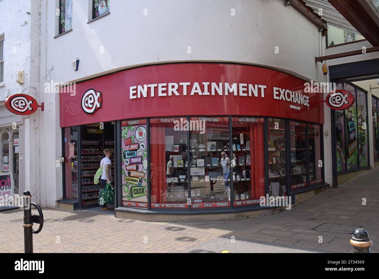 CEX Entertainment Exchange Shop in Worcester, Großbritannien, August 2023 Stockfoto
