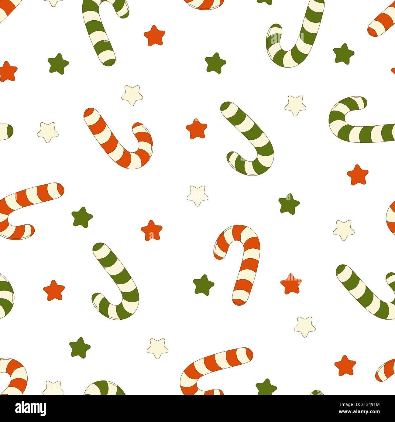 Muster aus groovigem Zuckerrohr im Retro-Stil. Weihnachtsillustration Stock Vektor