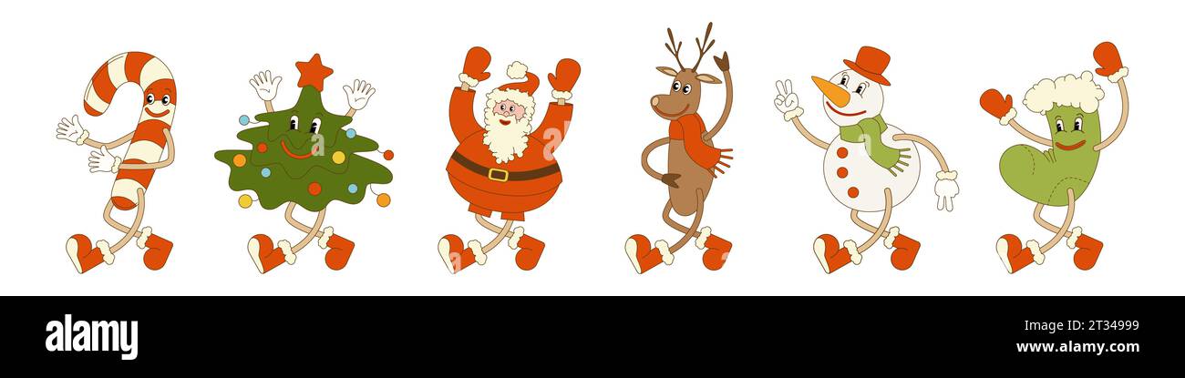 Set mit Weihnachts- und Neujahrsfiguren. Vektorabbildung Stock Vektor