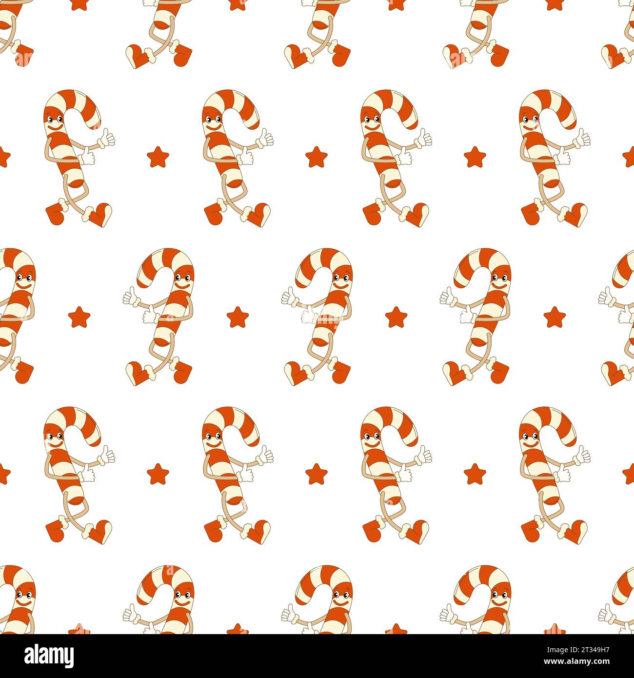 Muster von groovigem Zuckerrohr auf weißem Hintergrund. Weihnachtsillustration Stock Vektor