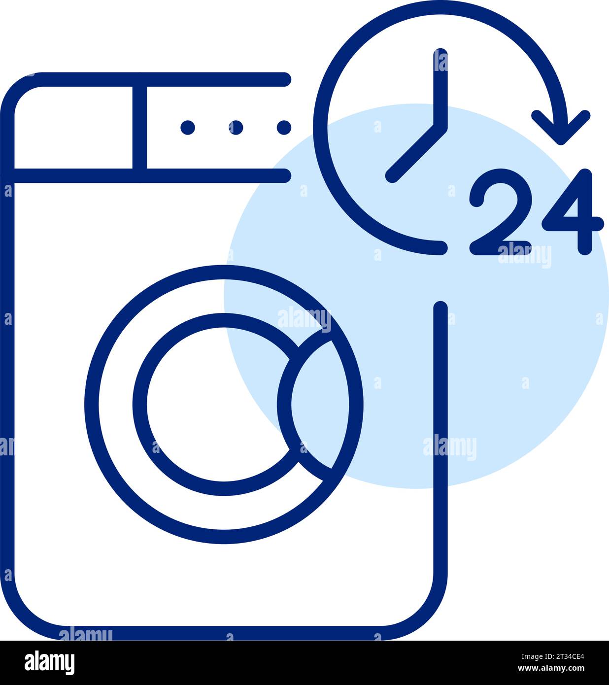 Münzwaschservice rund um die Uhr. Symbol für perfekte Pixel Stock Vektor