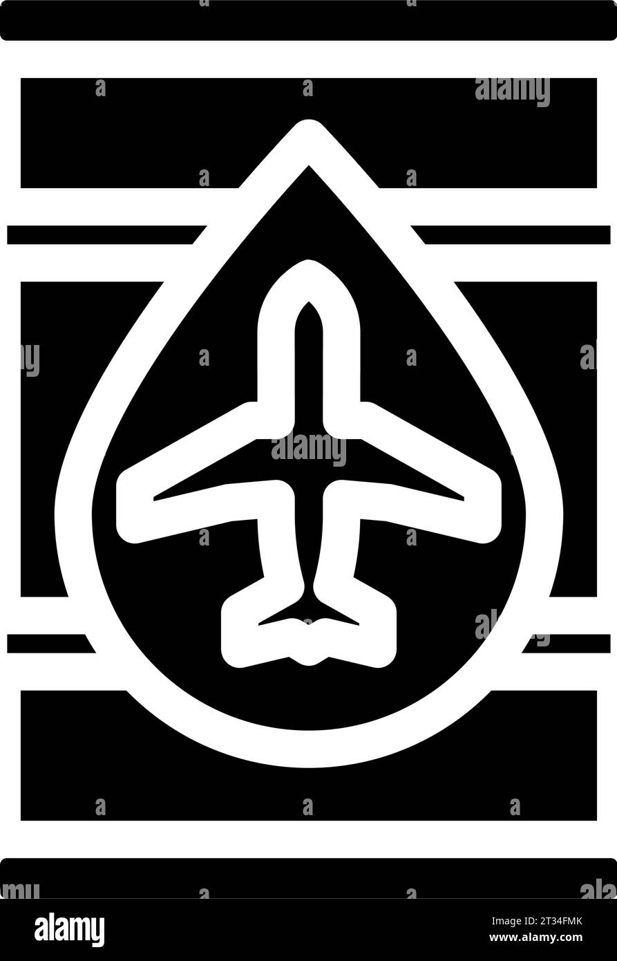 Treibstoffanalyse Flugzeug Glyphe Symbol Vektor Illustration Stock Vektor