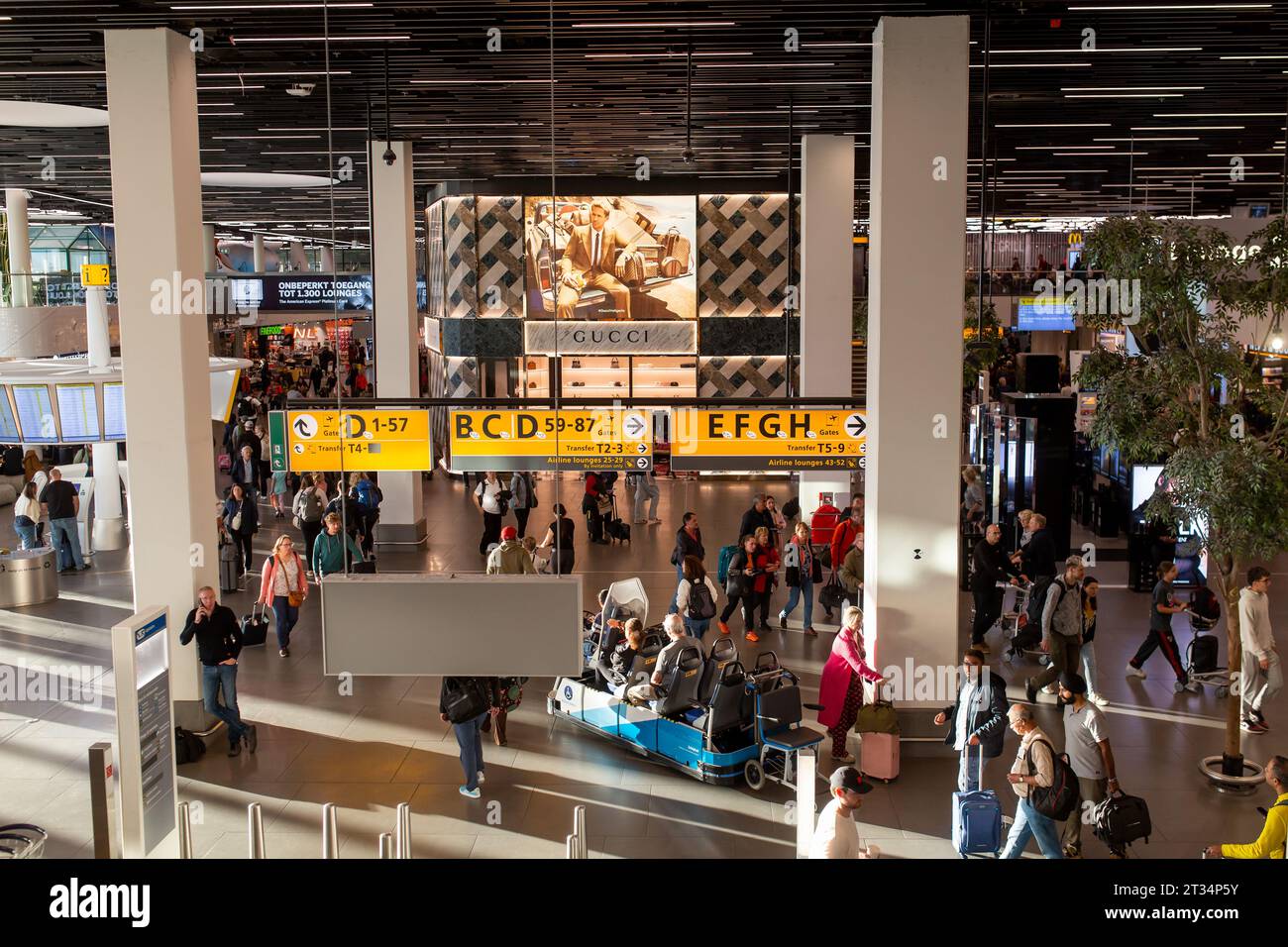 Amsterdam, Niederlande - 22. Oktober 2023: Menschen am Flughafen Amsterdam Schiphol. Stockfoto