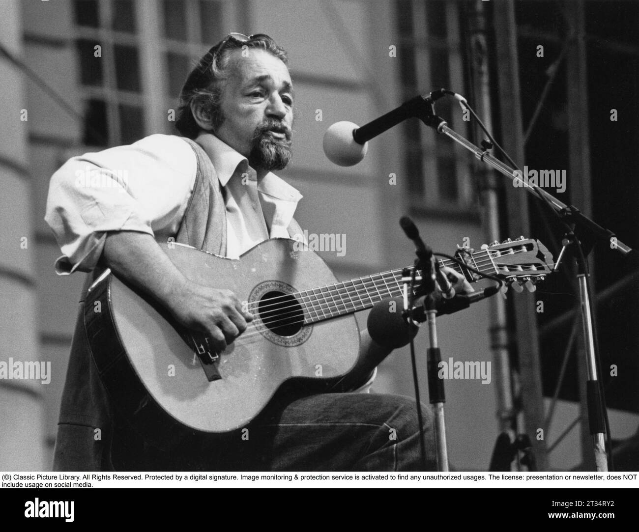 Cornelis Vreeswijk. Schwedischer Sänger, Songwriter, Dichter und Schauspieler. Geboren am 8. august 1937 bis 12. november 1987. Cornelis Vreeswijk gilt als einer der einflussreichsten und erfolgreichsten Troubadours in Schweden. 1985. Stockfoto