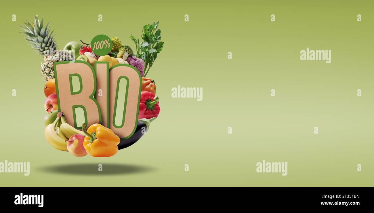 Bio frisches Gemüse Werbezeichen, gesunde Ernährung Konzept Stockfoto