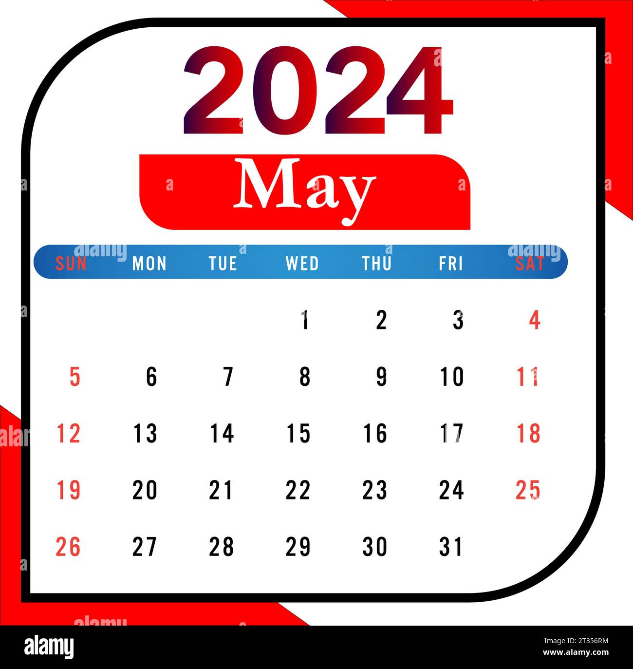 Wandkalender 2024 Vorlage Tischkalender 2024 Design Stock Vektor