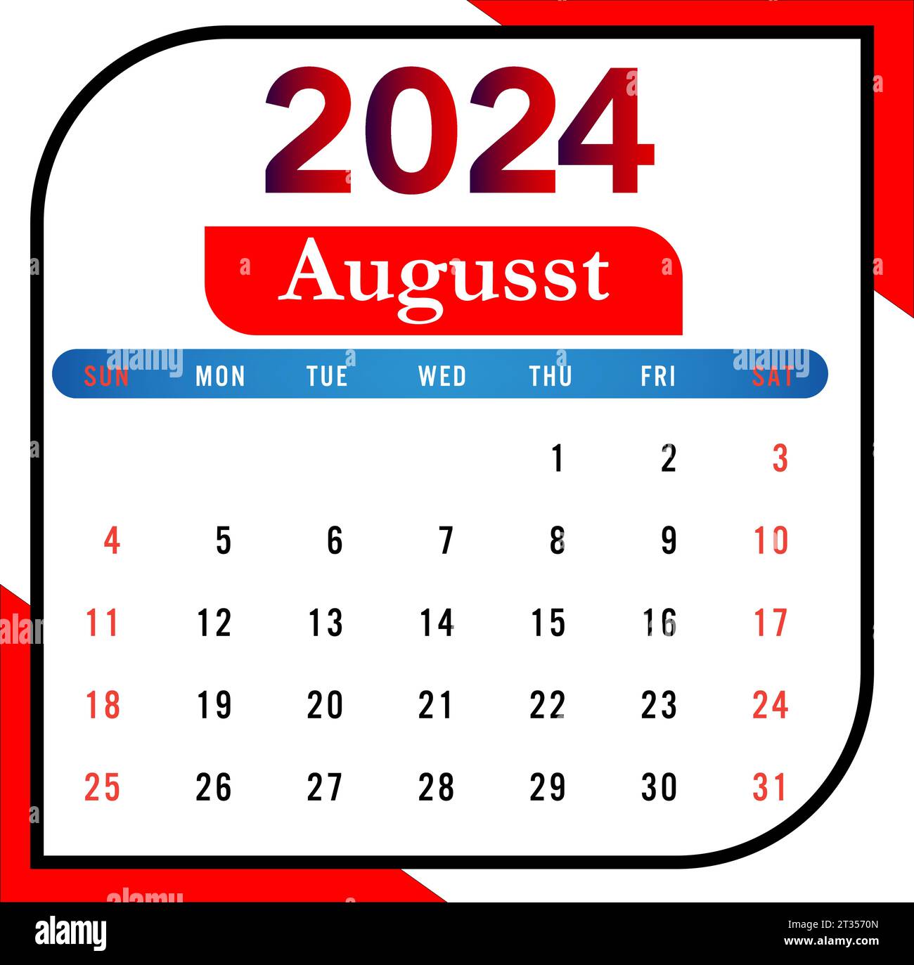 Wandkalender 2024 Vorlage Tischkalender 2024 Design Stock Vektor