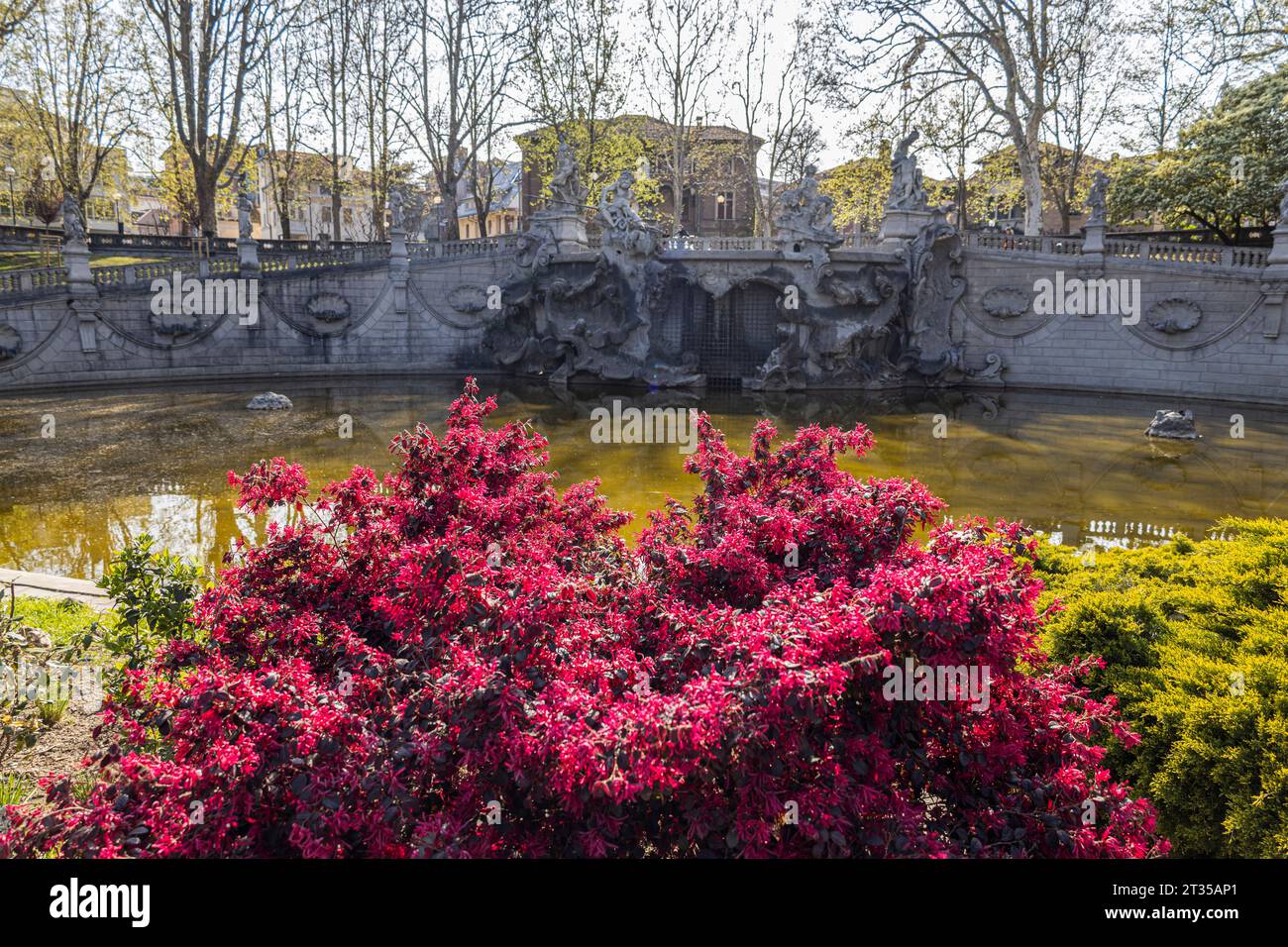 Der Brunnen der 12 Monate in der Nähe des Valentino Parks in Turin (Turin), Italien Stockfoto