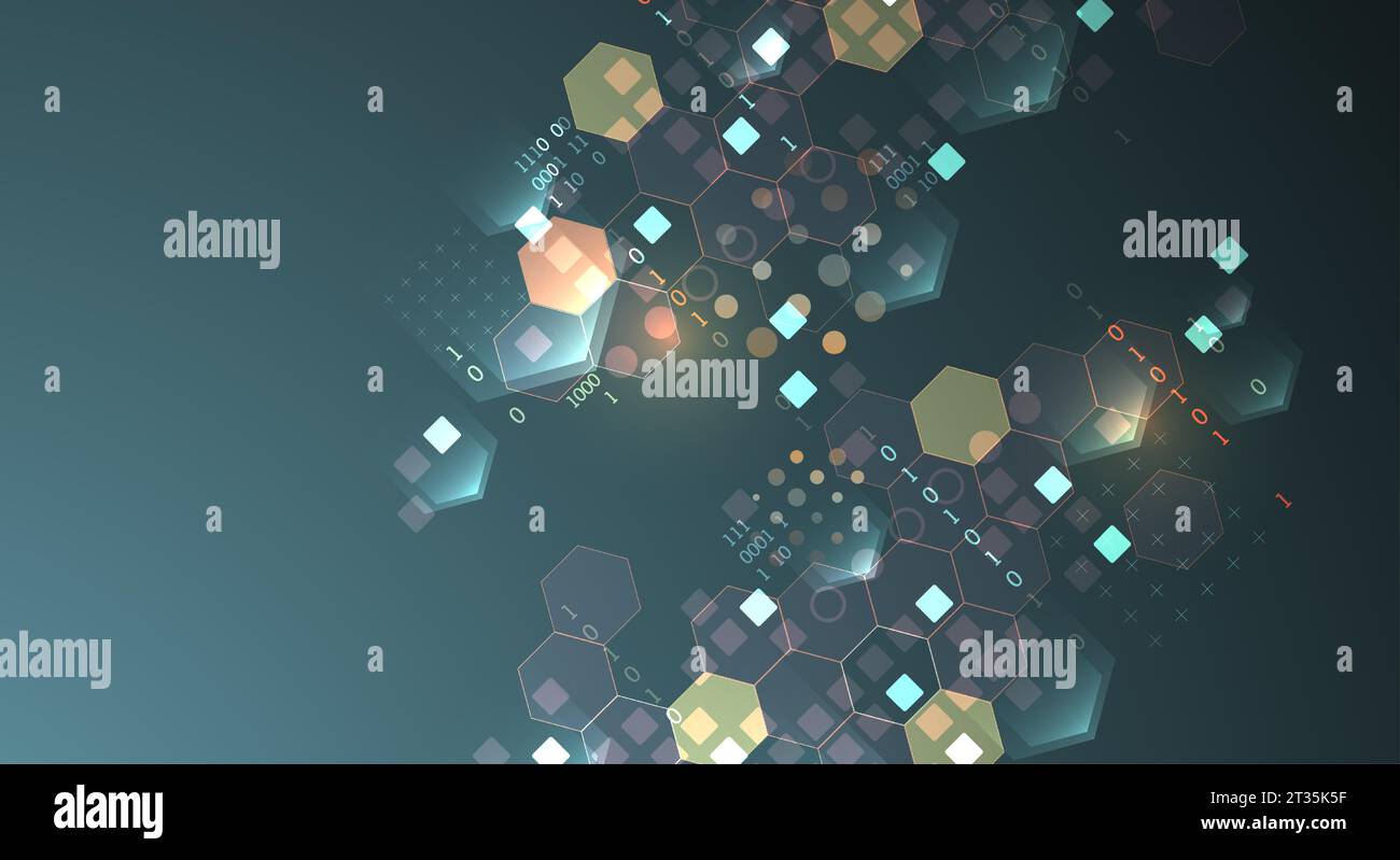 Geometrischer abstrakter Hintergrund mit Sechsecken. Wissenschaft und Technologie. Vektorabbildung Stock Vektor