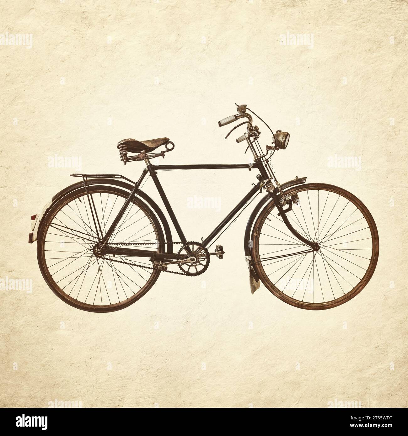 Sepia getöntes Bild eines alten verwitterten Fahrrads Stockfoto