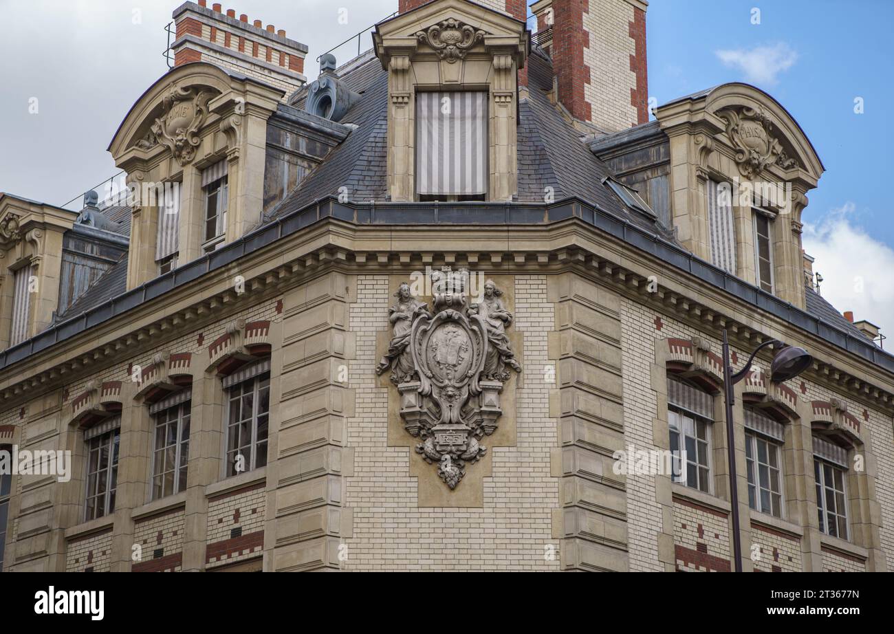 Universität Paris (französisch Université de Paris), auch bekannt als Sorbonne. PARIS - 29. APRIL 2019 Stockfoto
