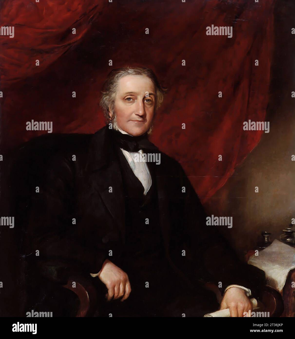 Thomas Cubitt. Porträt des britischen Baumeisters Thomas Cubitt (1788–1855), unbekannter Künstler, Öl auf Leinwand Stockfoto
