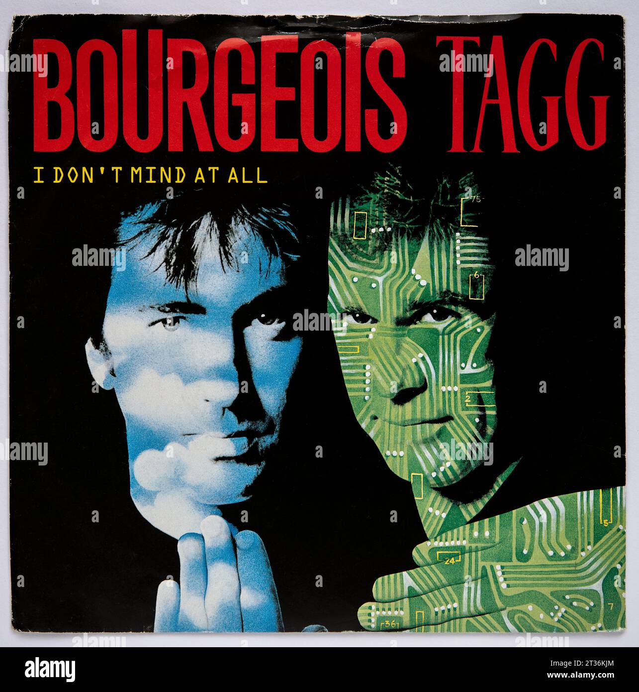 Bildercover der Sieben-Inch-Single-Version von I Don't Mind at All von Bourgeois Tagg, die 1988 veröffentlicht wurde Stockfoto