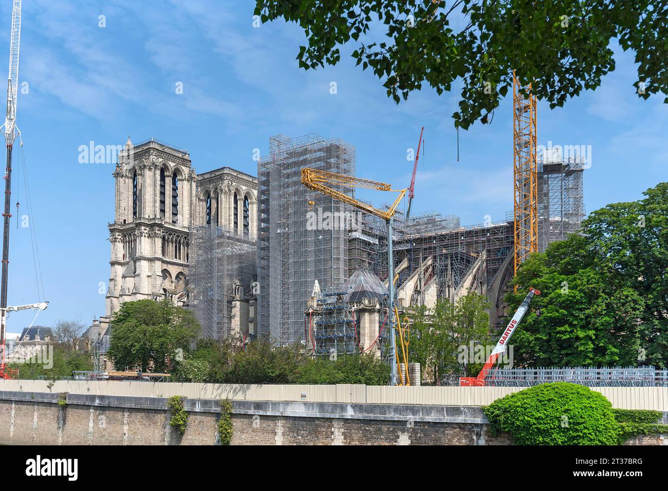 Notre Dame hat ein Gerüst gebaut, nach dem Brand wieder aufgebaut, Paris, Frankreich Stockfoto