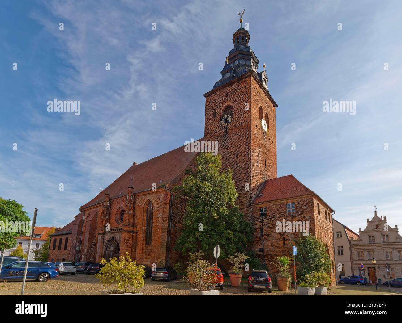 St. Laurentius Stadtkirche an der Stadtinsel, der Altstadt der Hansestadt Havelberg in der Altmark. Havelberg, Sachsen-Anhalt, Deutschland Stockfoto