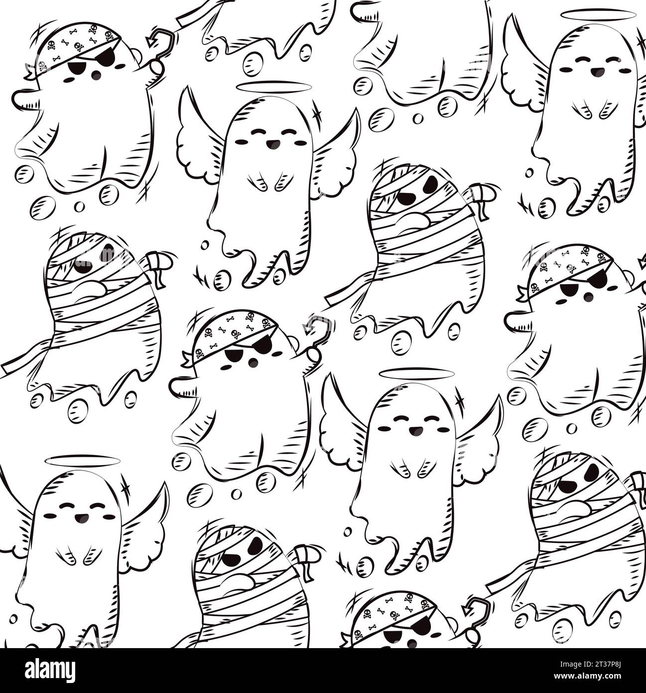 Halloween Geist Charakter nahtlose Muster Hintergrund Vektor Stock Vektor