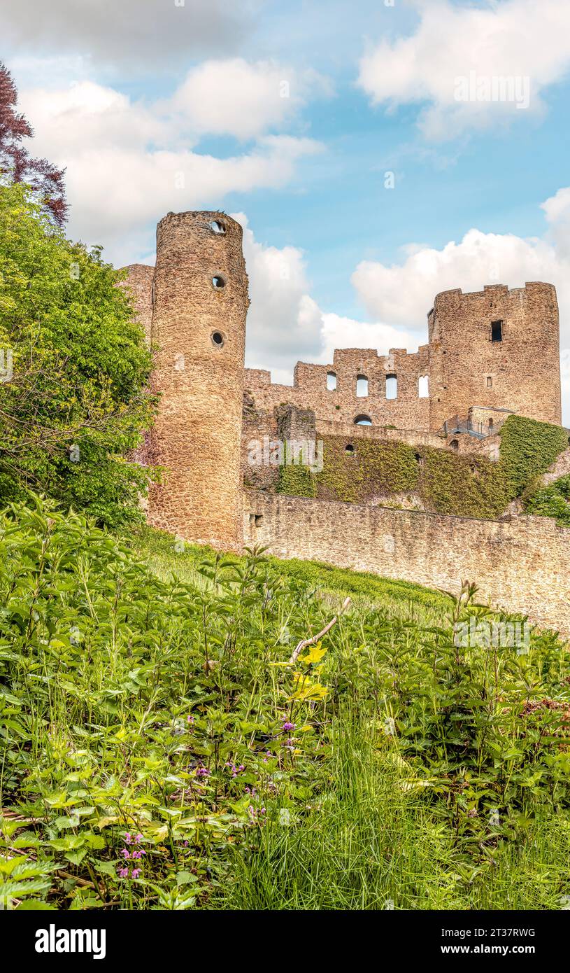 Ruine der Burg Frauenstein im östlichen Erzgebirgsgebiet Sachsen Stockfoto