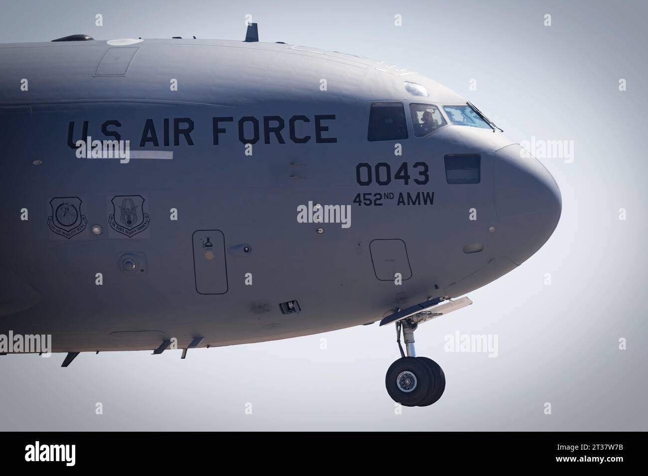 Miramar, Kalifornien, USA – 24. September 2023: Ein C-17 Globemaster der US Air Force kommt zur US Airshow 2023. Stockfoto