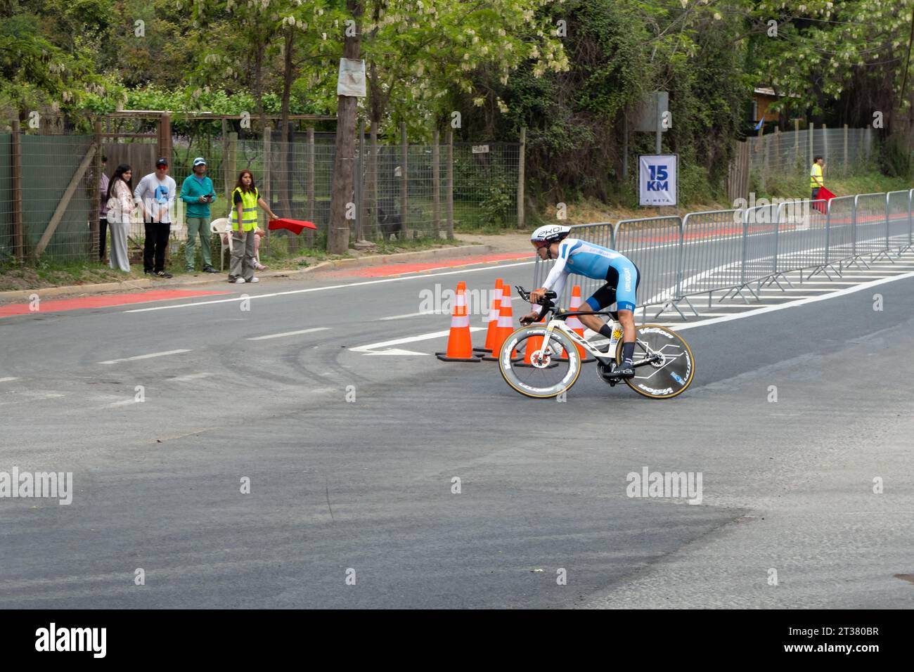 Rennradwettbewerb panam Games 2023 - Isla de Maipo, Chile - 22. Oktober 2023 Stockfoto