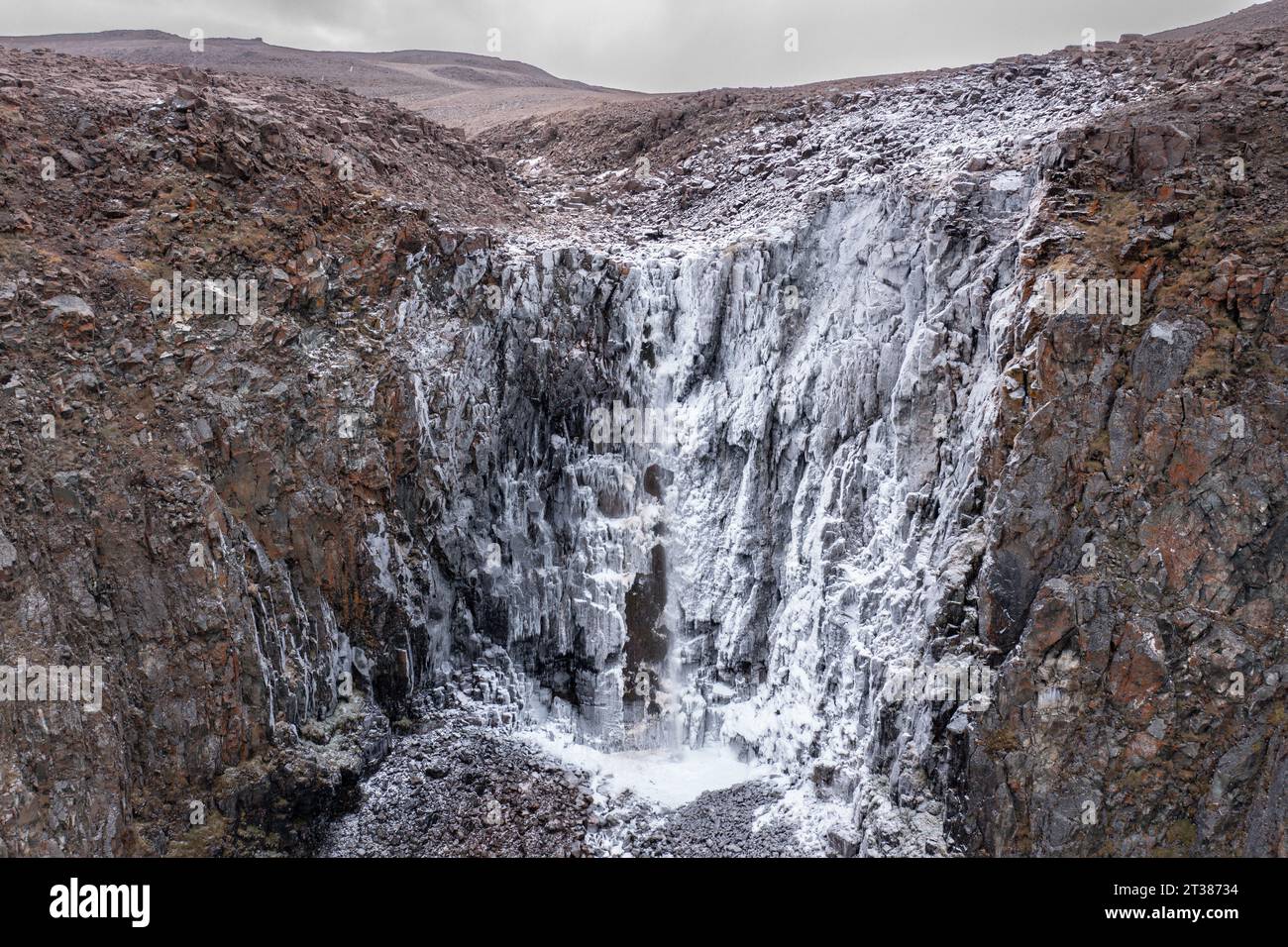 Gefrorener Wasserfall in Nordgrönland Stockfoto