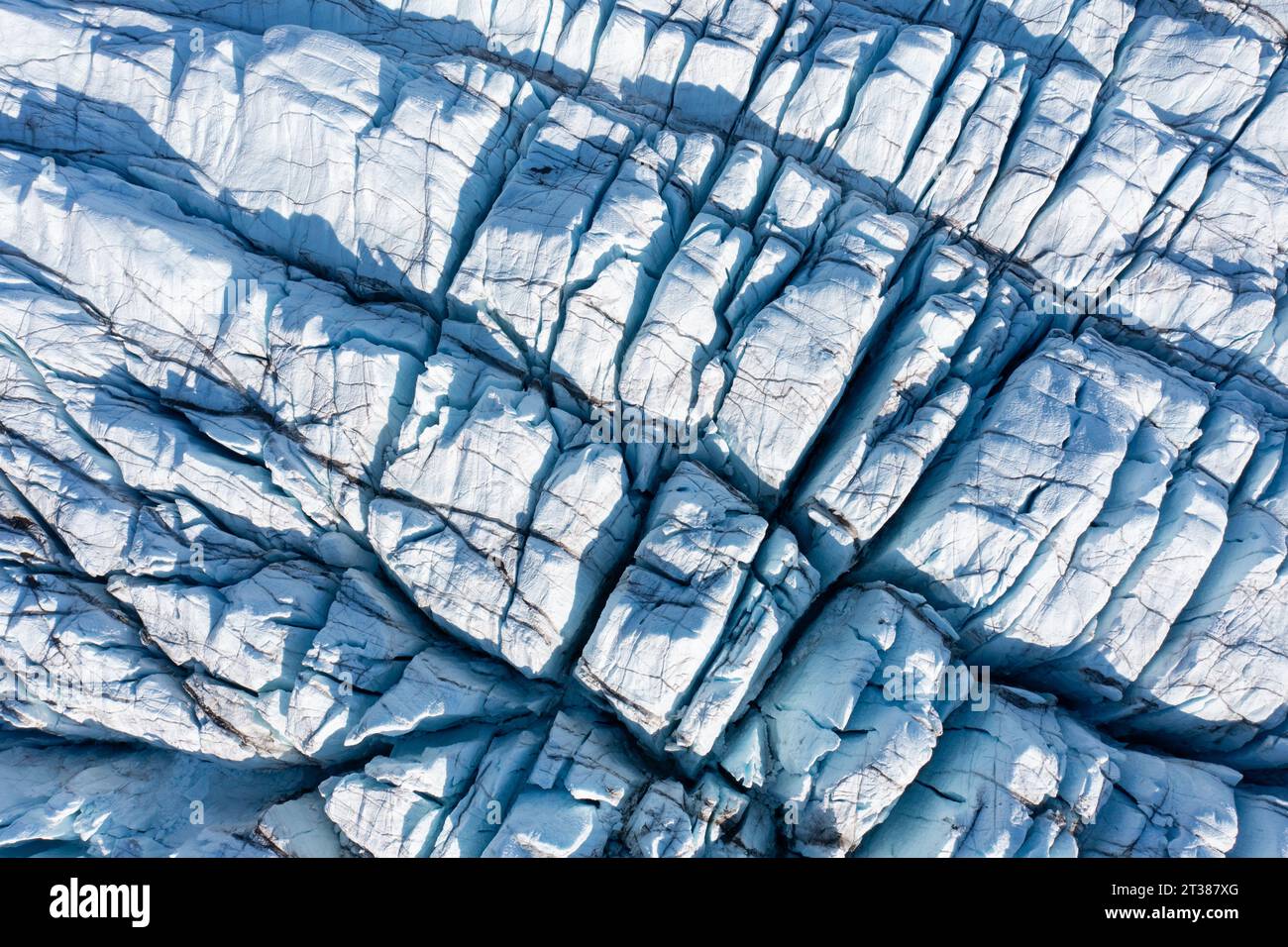 Blick von oben auf den Gletscher Stockfoto