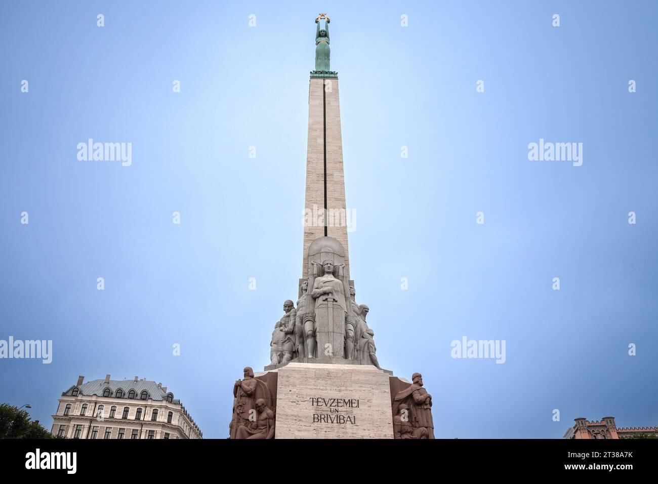 Bild des Freiheitsdenkmals von Riga, lettland. Das Freedom Monument (oder Brivibas piemineklis) ist ein Denkmal in Riga, Lettland Stockfoto