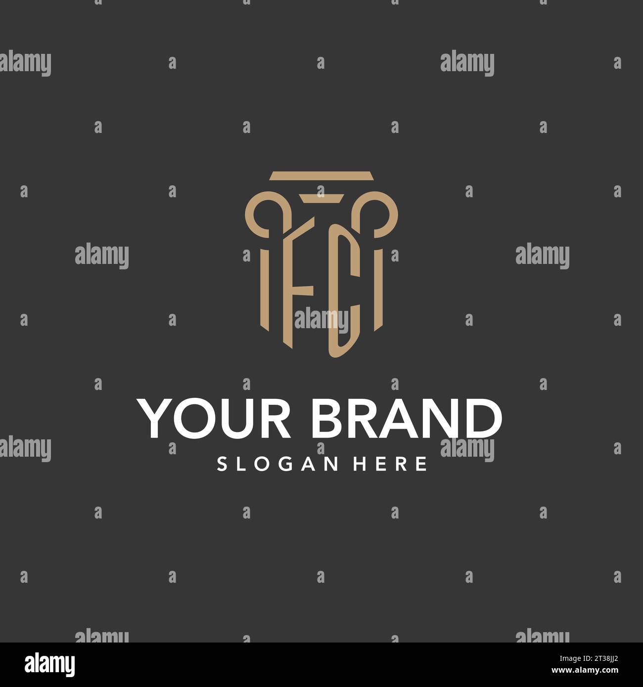 FC-Logo-Monogramm mit Vektor im Säulendesign Stock Vektor