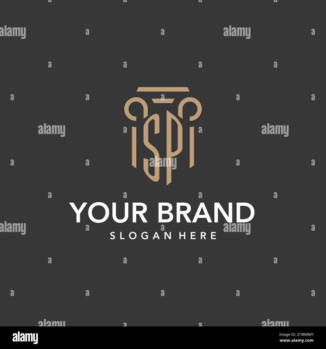 SP-Logo-Monogramm mit Vektor im Säulenstil Stock Vektor