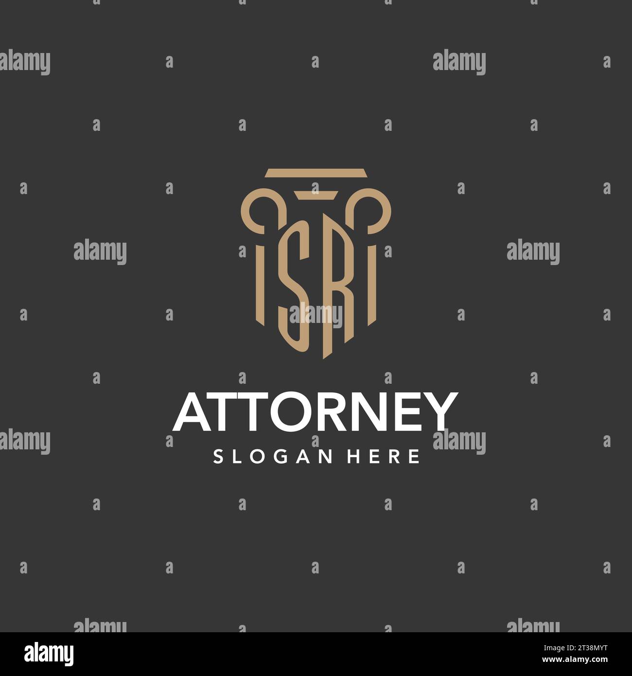 SR-Logo-Monogramm mit Vektor im Säulenstil Stock Vektor