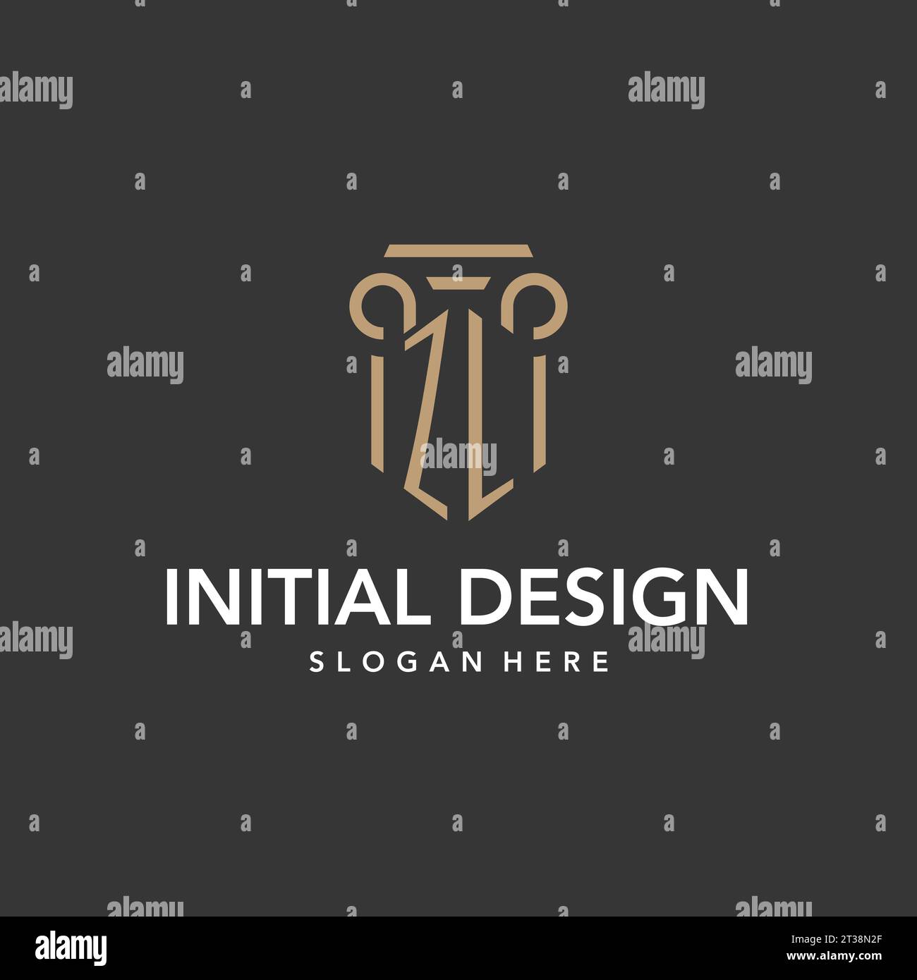 ZL-Logo-Monogramm mit Pfostendesign-Vektor Stock Vektor