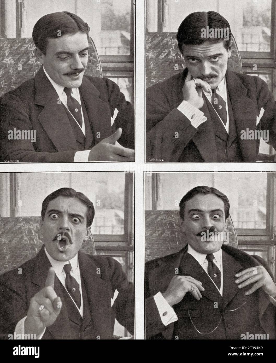 Gabriel Leuvielle, 1883–1925, alias Max Linder. Französischer Schauspieler, Regisseur, Drehbuchautor, Produzent und Komiker der Stummfilmzeit. Aus Mundo Grafico, veröffentlicht 1912. Stockfoto