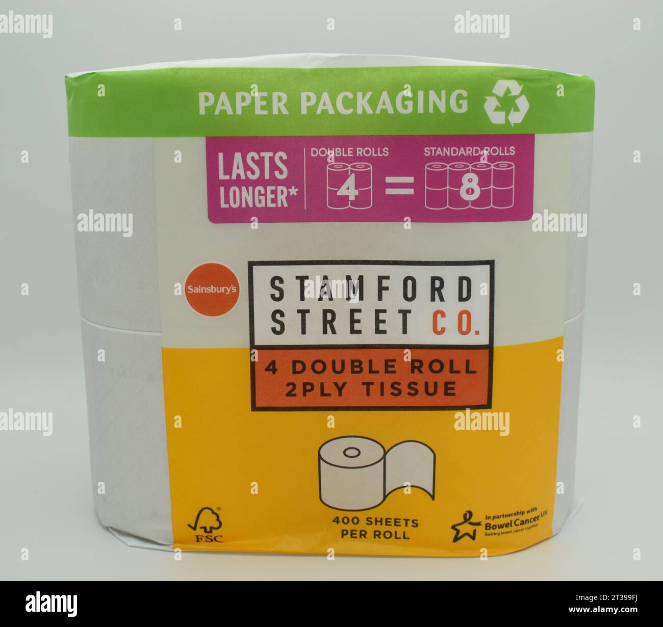 Sainsbury's Supermarkt hat seine wertvollen Marken, einschließlich Toilettenpapier, auf ein neues Label verlagert - Stamford Street Co. Stockfoto