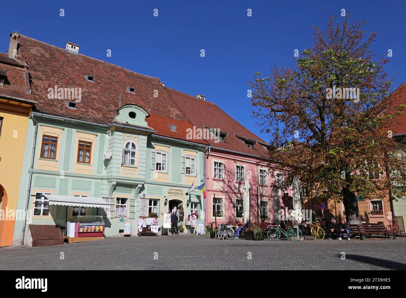 Piața Cetății (Zitadellenplatz), Sighişoara, UNESCO-Weltkulturerbe, Komitat Mureş, Siebenbürgen, Rumänien, Europa Stockfoto