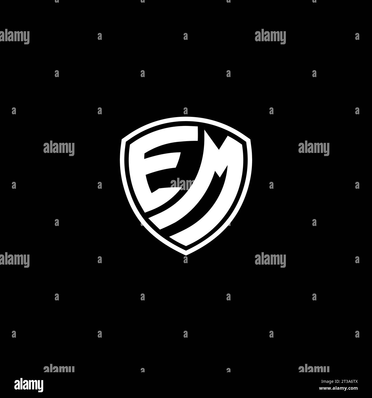 EM-Logo mit Monogramm-Emblem und Design-Ideen in Schildform Stock Vektor
