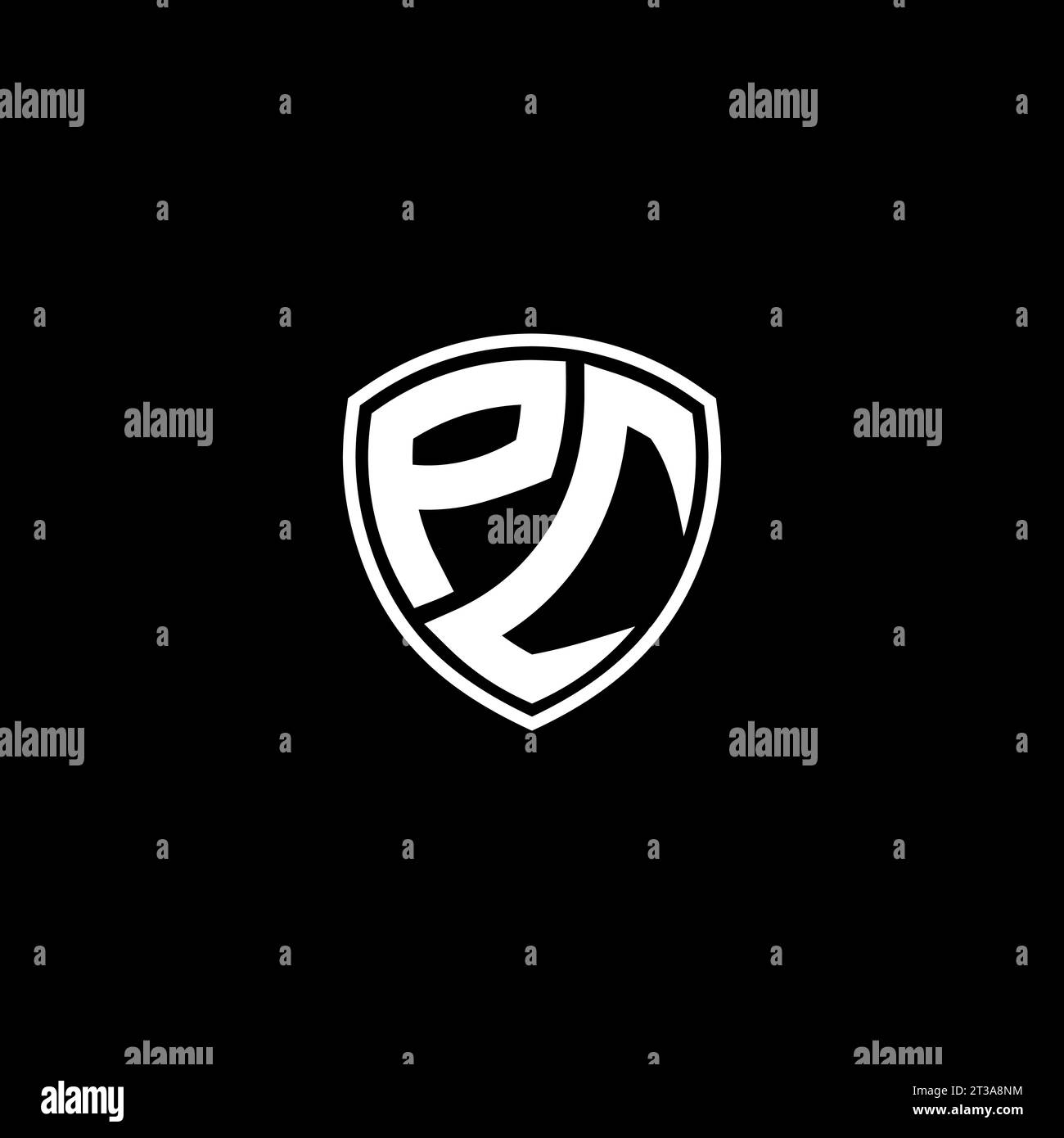 Design-Ideen für PC-Logo-Monogramm-Emblem mit Schildform Stock Vektor