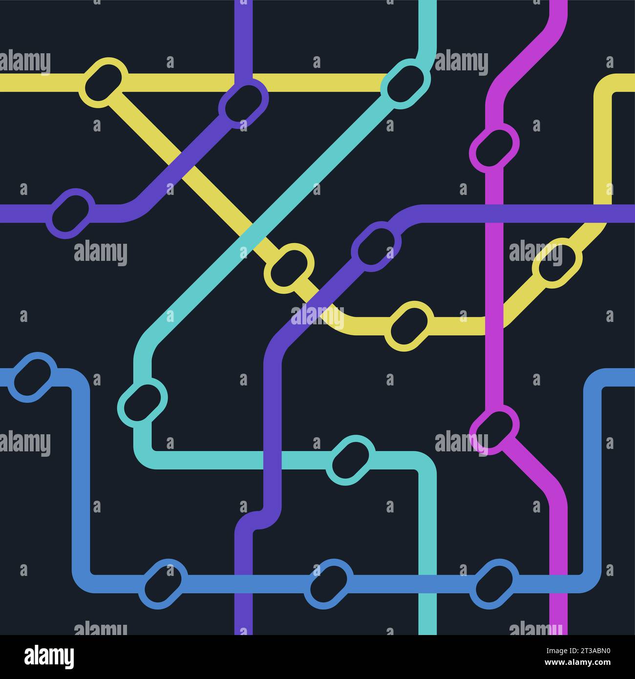 Muster der MetroKarte. Nahtloser Druck unterirdischer Bahnhöfe mit Gleisen und Tunneln, moderne