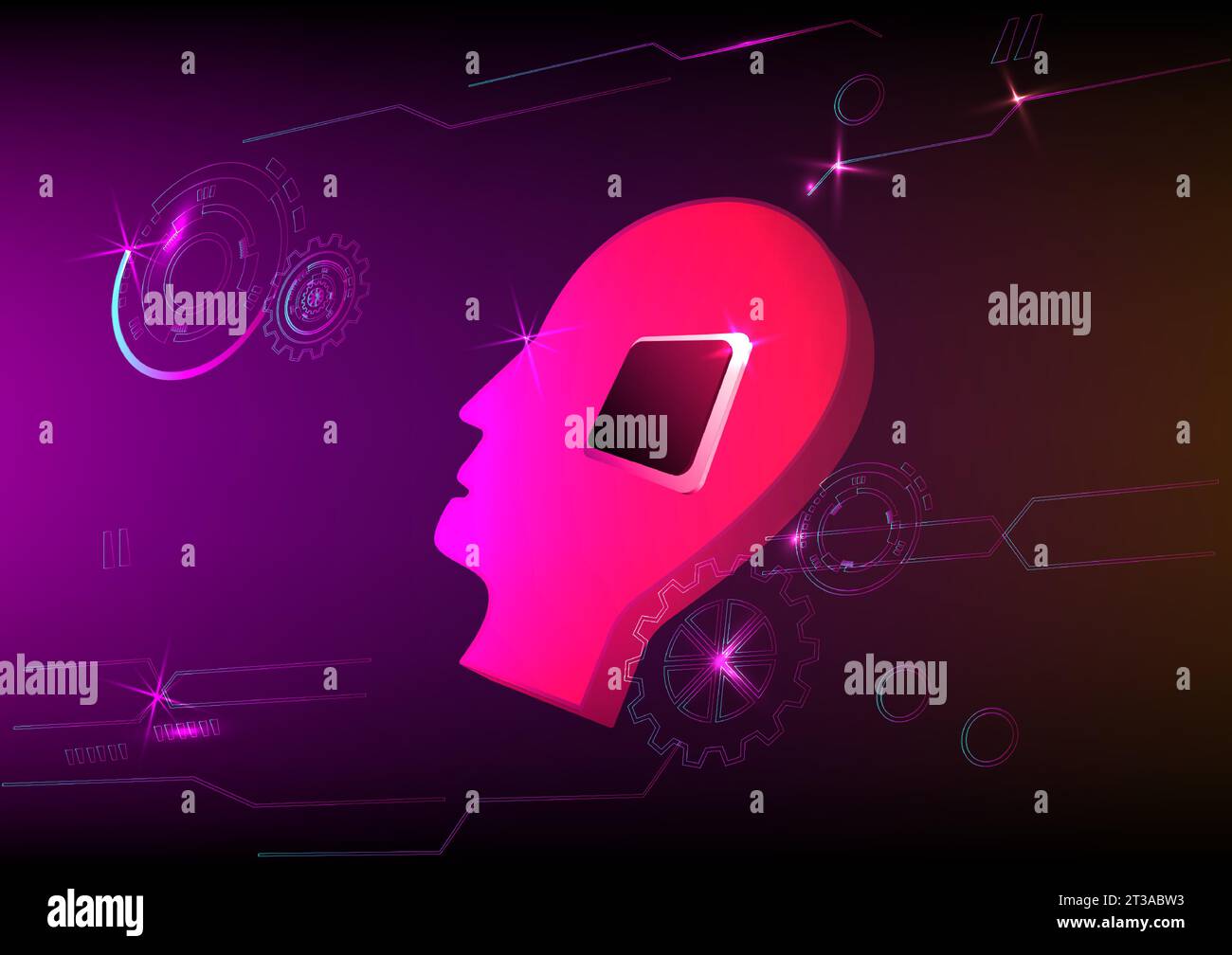 Abstrakter Hintergrund Cyborg Kopf Mikrochip mechanische intelligente Technologie elektronische Wissenschaft Innovation grafisches Design Vektor Illustration Stock Vektor