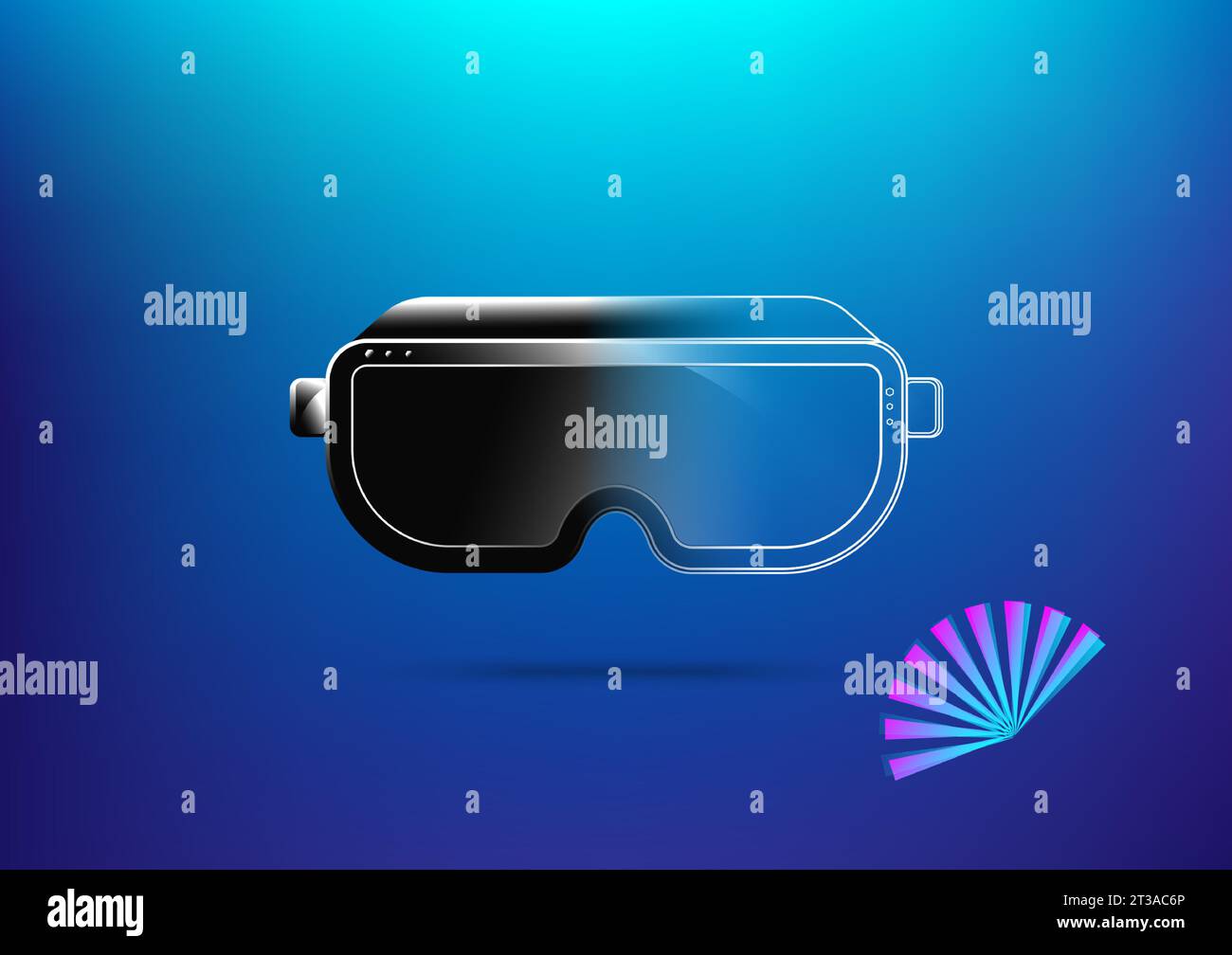 Weihnachtsfestival virtuelle Realität Freizeit Spiel Wissenschaft elektronische Ausrüstung 3D digitale futuristische Technologie Vektor Illustration Stock Vektor