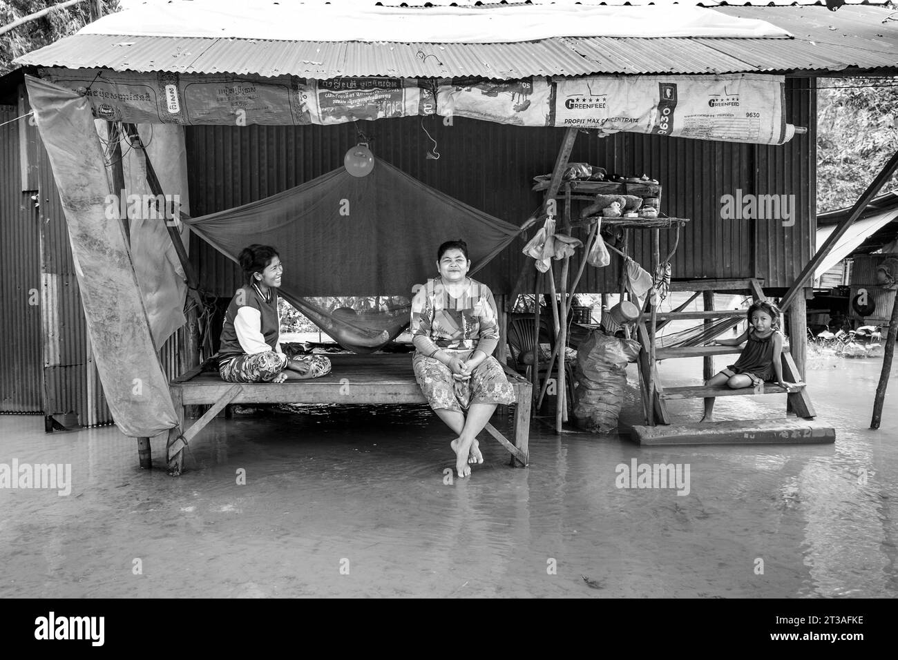 Kambodscha, Kampong Phluk, Überschwemmungen durch starke Regenfälle Stockfoto