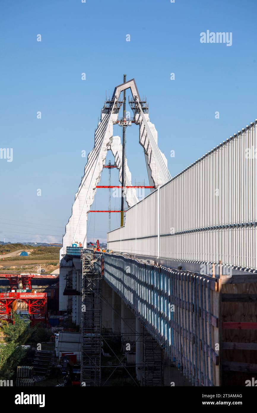 Baustelle der neuen Rheinbrücke der Autobahn A1 zwischen Köln und Leverkusen, Köln. 17.10.2023 Baustelle der neuen RH Stockfoto