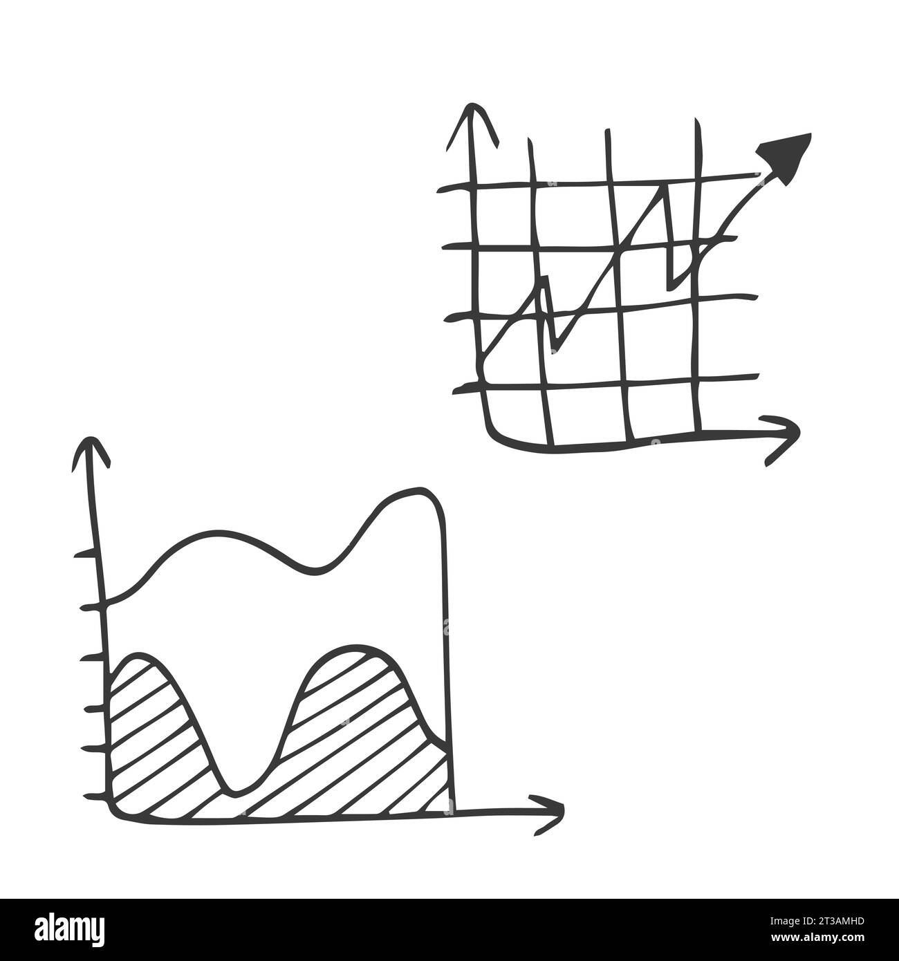 Infografik und Pfeilsatz mit Kritzelgrafik oder Handzeichnung Stock Vektor