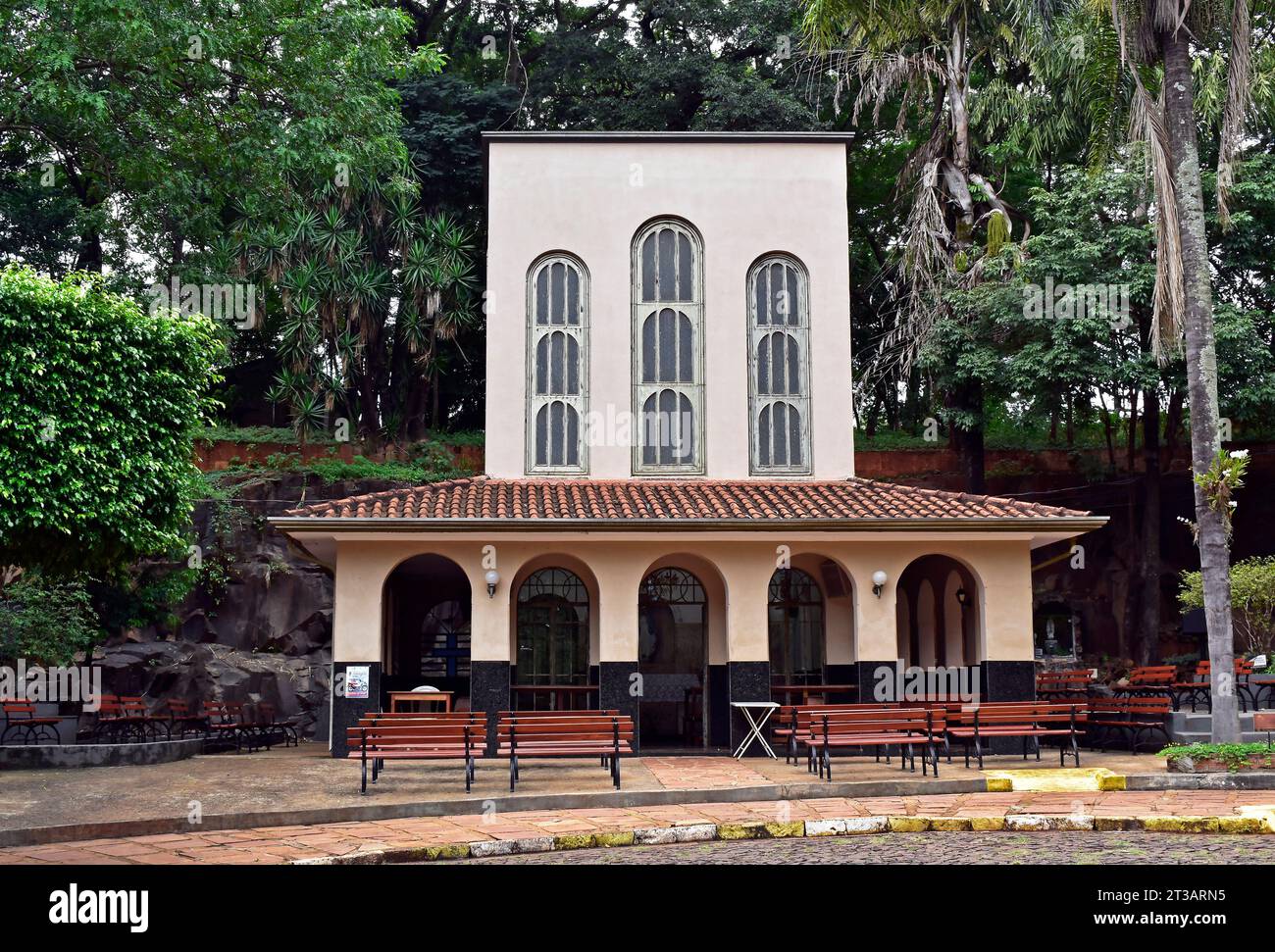 Religiöse Architektur im Heiligtum der sieben Kapellen, Ribeirao Preto, Sao Paulo, Brasilien Stockfoto