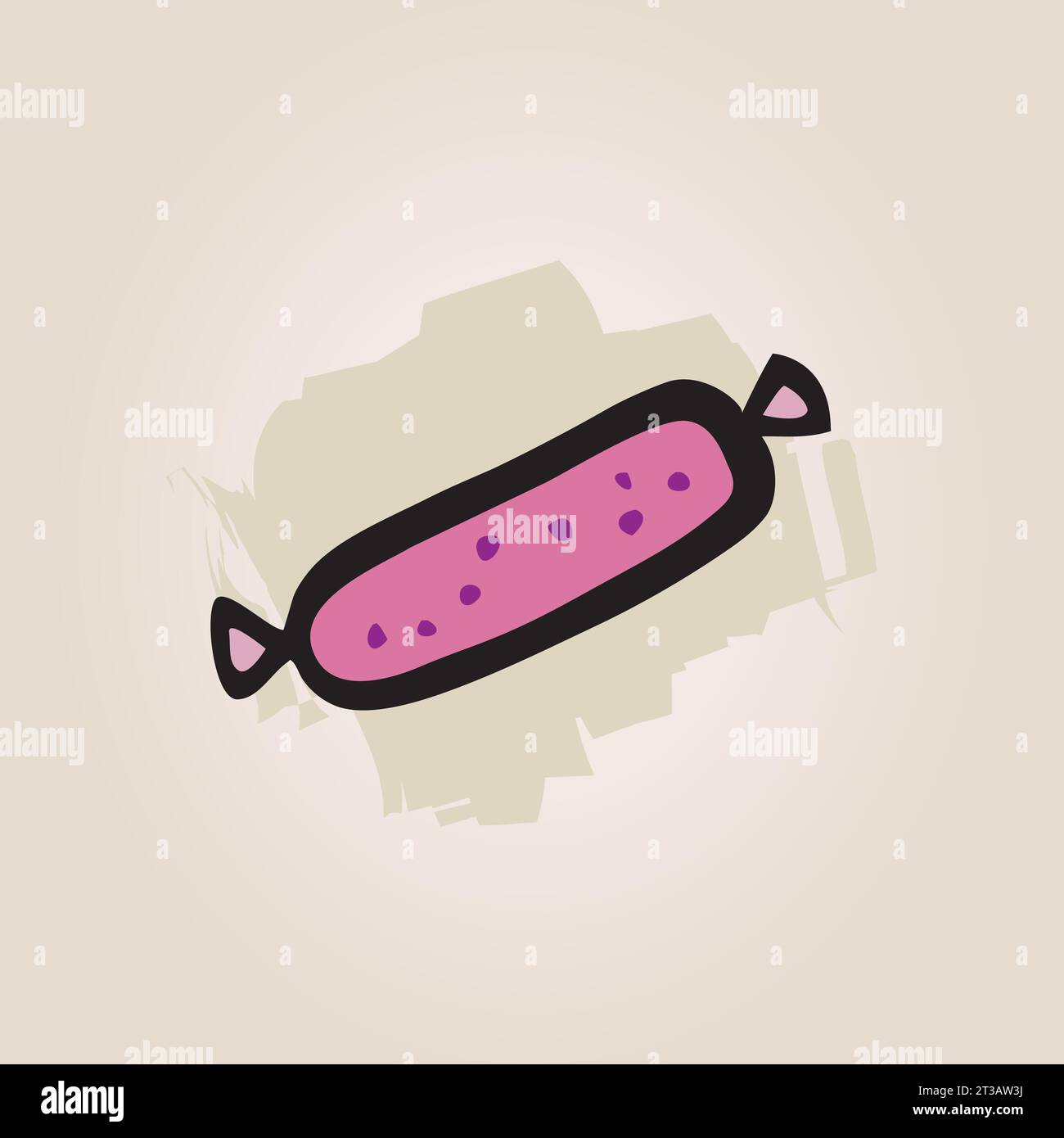 Lebensmittel Illustration - Bäckerei Brot Fleisch Weizen Wurst Essen Digitale Illustration Hand Gezeichnetes Bild Gelb Knuspriger Vektor Stock Vektor