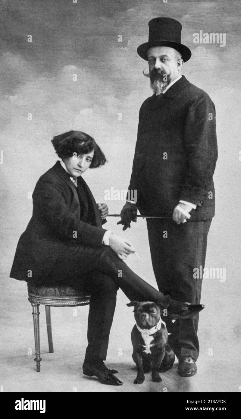 Fotografie , Porträt von Sidonie Gabrielle Colette ( 1873–1954 ) und seinem Ehemann Henry Gauthier Villars bekannt als Willy ( 1859–1931 ) Stockfoto