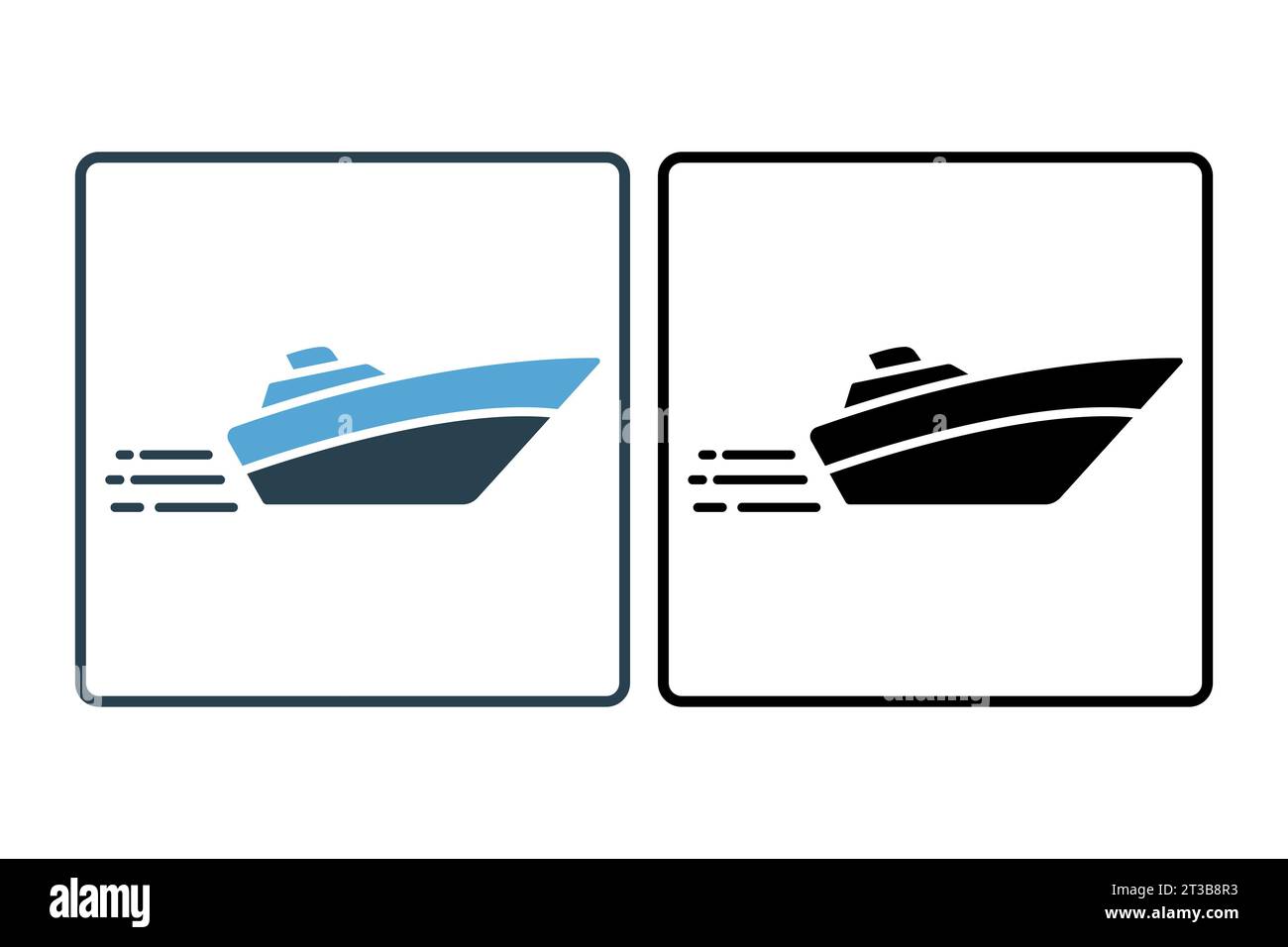 Symbol für Schnellboot. Symbol für Geschwindigkeit. Geeignet für Websites, Apps, Benutzeroberflächen, Druckgeräte usw. Symbolstil durchgehend. Einfache Vektorkonstruktion bearbeitbar Stock Vektor