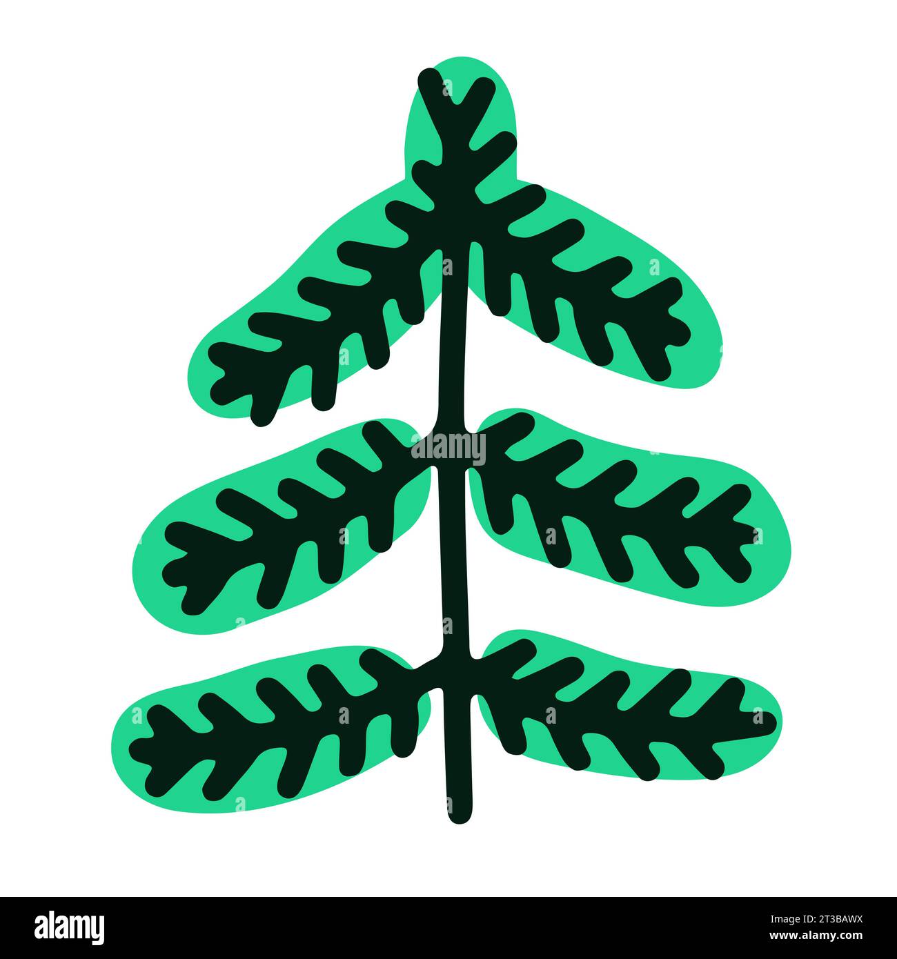 Vektor Doodle Merry Christmas Tree. Handgezeichneter Tannenbaum isoliert auf weißem Hintergrund. Grüner Happy New Year Feiertag, Feier, Natur, Wald, campi Stock Vektor