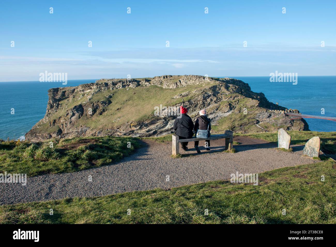 Tintagel Castle, Cornwall, mit Meerblick Stockfoto