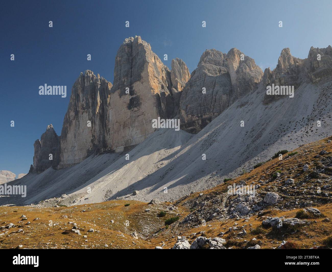 Tre Cime di Lavaredo in den Sextner Dolomiten in Italien Stockfoto