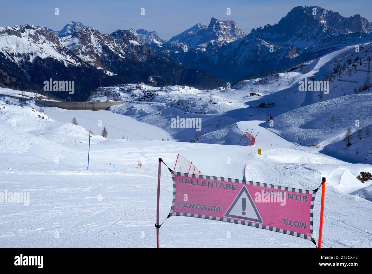 Skigebiet Passo San Pellegrino-Falcade, Tre Valli, Pala-Gruppe, Dolomitengruppe, Provinzen Belluno, Falcade, Belluno, Italien Stockfoto